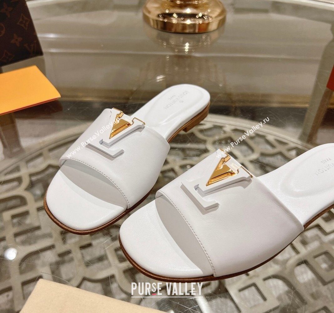 Louis Vuitton LV Capri Flat Slide Sandals in Calf Leather White 2024 0606 (MD-240606119)