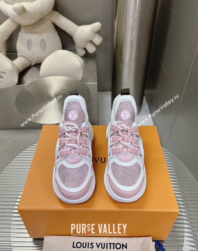 Louis Vuitton Archlight Sneakers in Leather and Strass Pink 2024 0608 (MD-240608006)