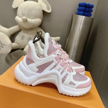 Louis Vuitton Archlight Sneakers in Leather and Strass Pink 2024 0608 (MD-240608006)