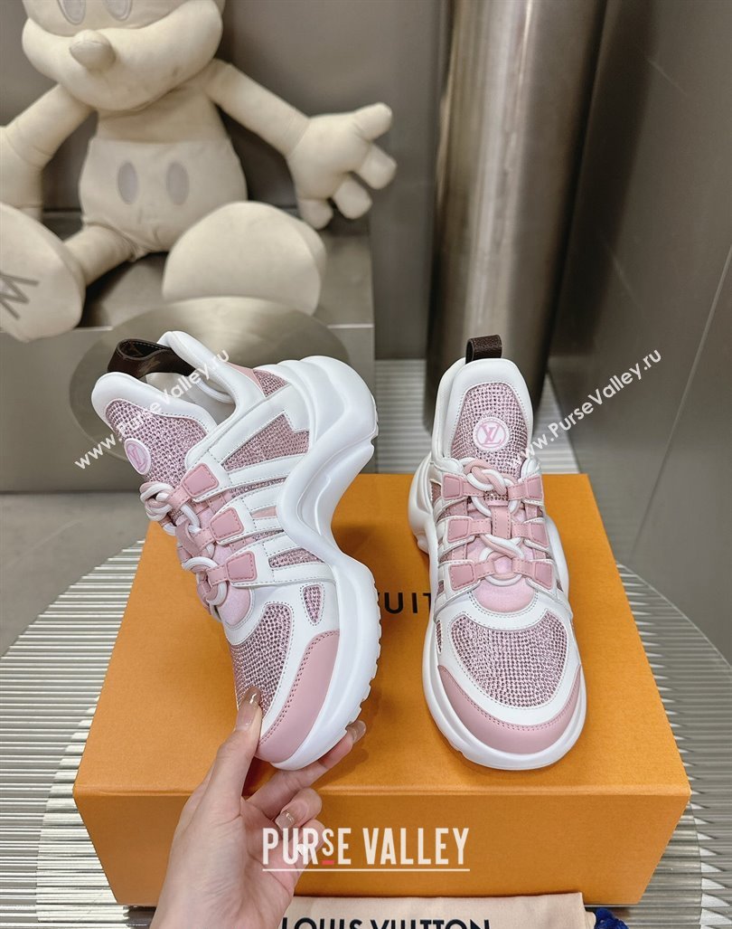 Louis Vuitton Archlight Sneakers in Leather and Strass Pink 2024 0608 (MD-240608006)