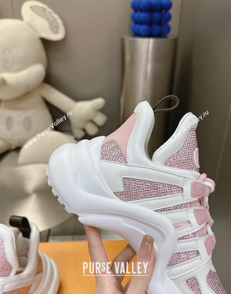 Louis Vuitton Archlight Sneakers in Leather and Strass Pink 2024 0608 (MD-240608006)