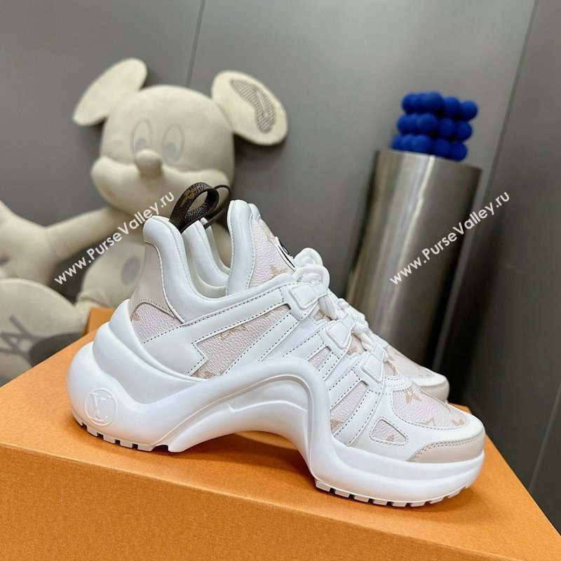 Louis Vuitton Archlight Sneakers in Leather and Patent Monogram Canvas Beige/White 2024 0608 (MD-240608008)