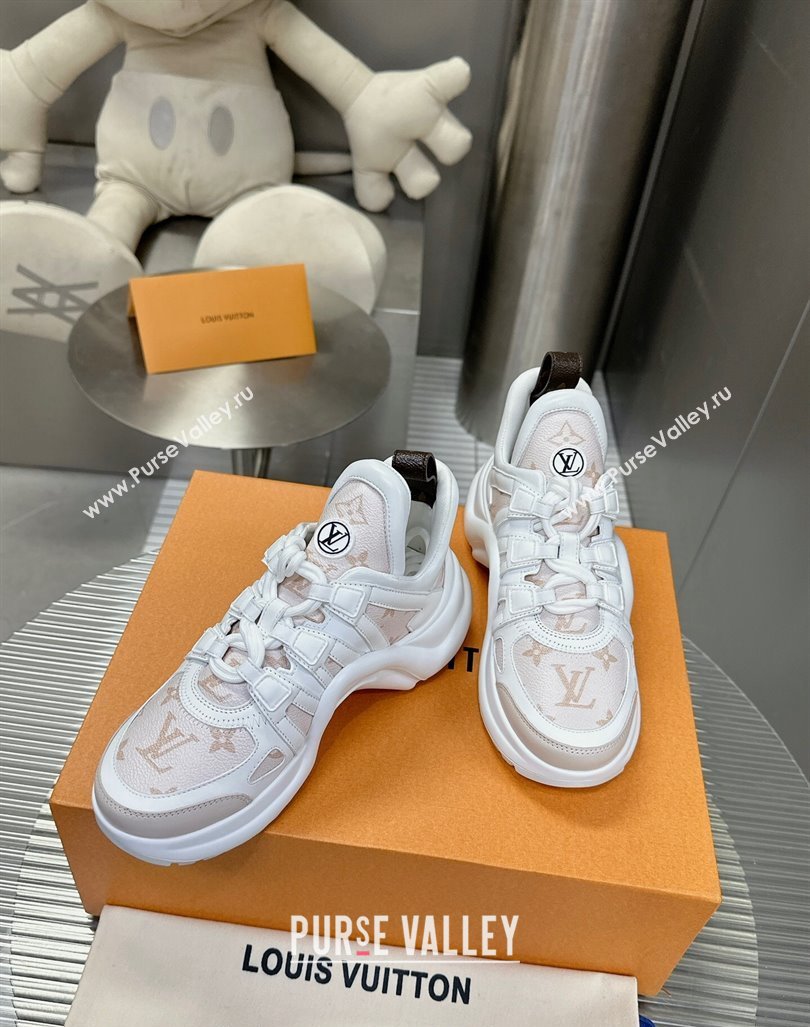 Louis Vuitton Archlight Sneakers in Leather and Patent Monogram Canvas Beige/White 2024 0608 (MD-240608008)