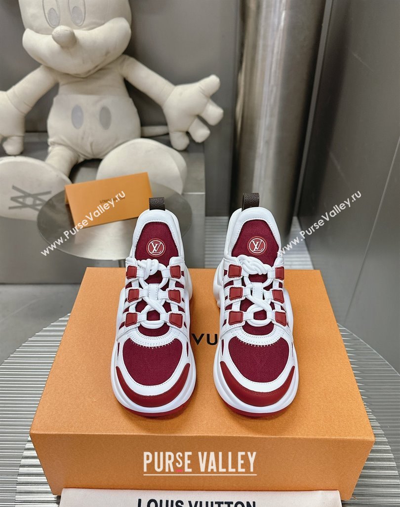 Louis Vuitton Archlight Sneakers in Leather and Monogram Canvas Burgundy 2024 0608 (MD-240608009)