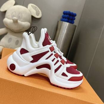 Louis Vuitton Archlight Sneakers in Leather and Monogram Canvas Burgundy 2024 0608 (MD-240608009)