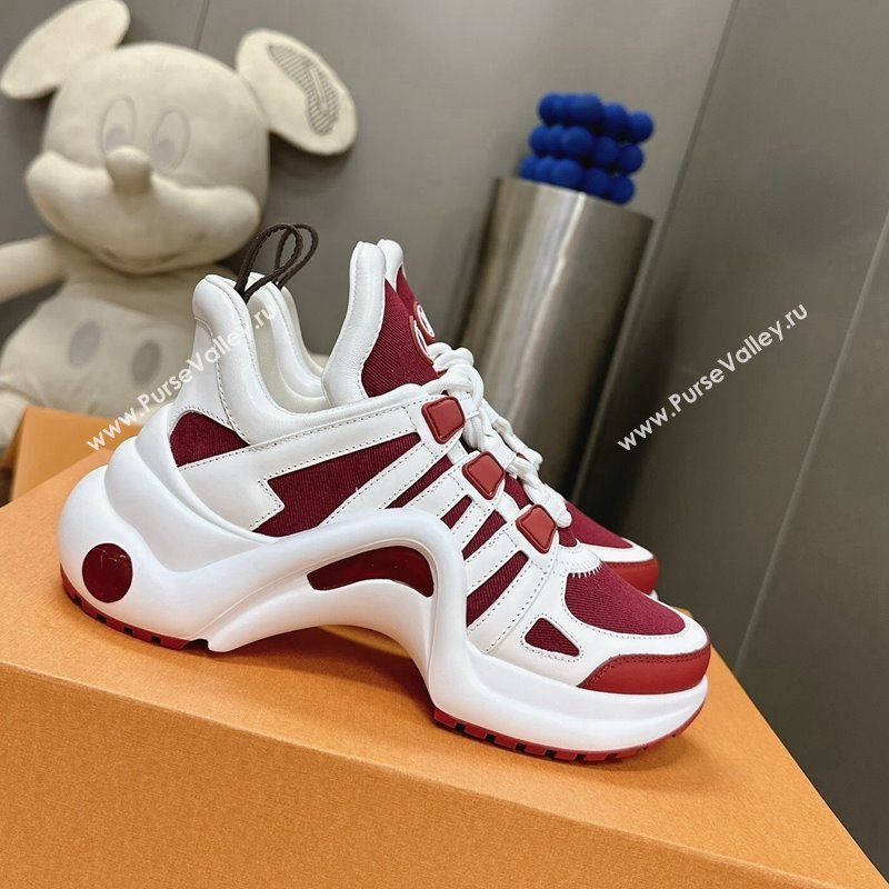 Louis Vuitton Archlight Sneakers in Leather and Monogram Canvas Burgundy 2024 0608 (MD-240608009)