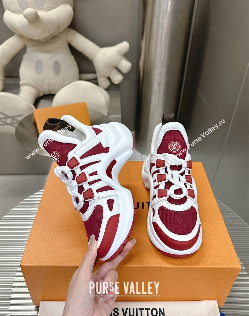 Louis Vuitton Archlight Sneakers in Leather and Monogram Canvas Burgundy 2024 0608 (MD-240608009)