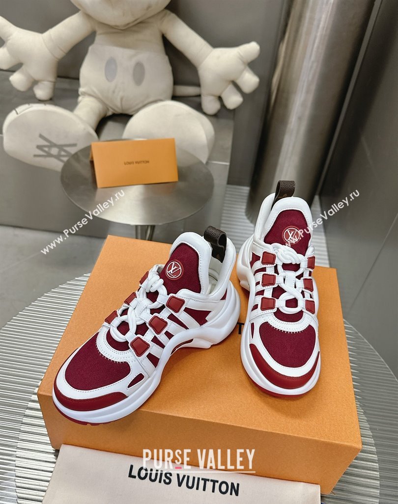 Louis Vuitton Archlight Sneakers in Leather and Monogram Canvas Burgundy 2024 0608 (MD-240608009)