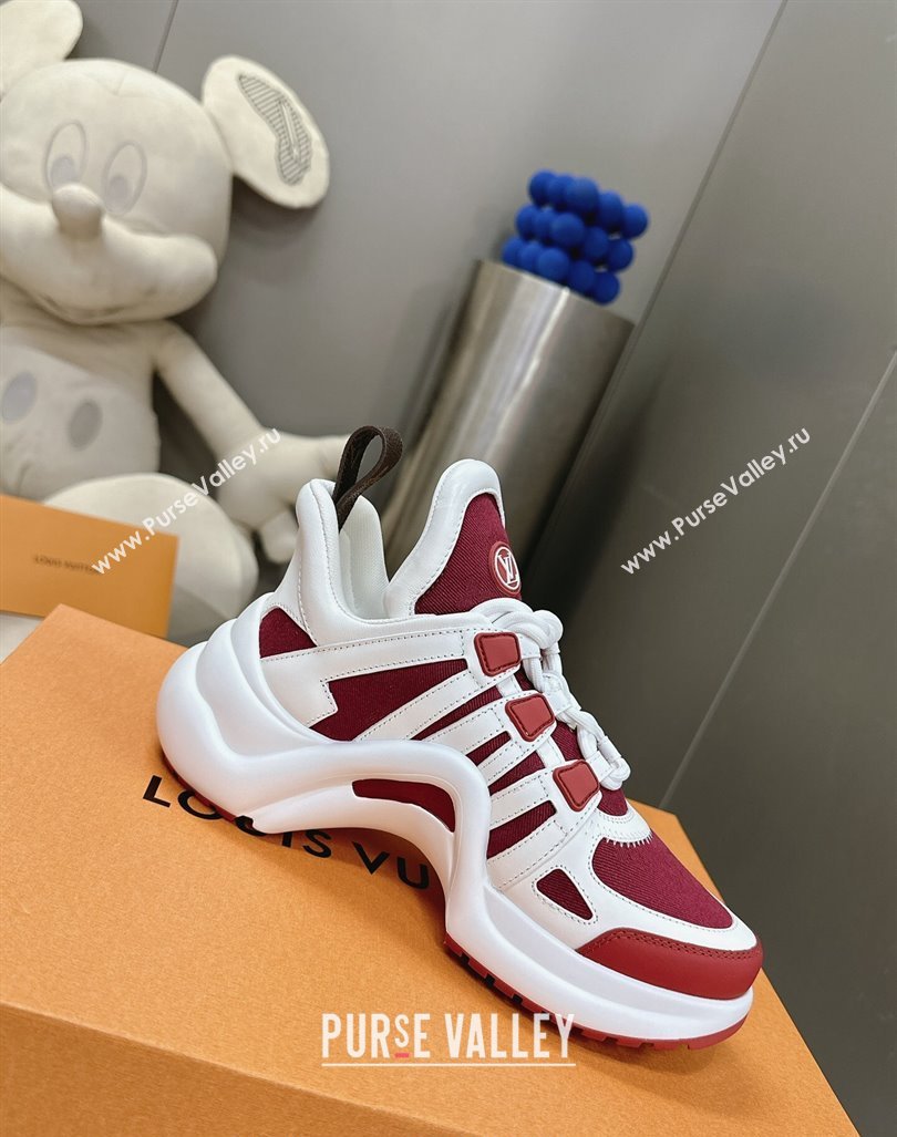 Louis Vuitton Archlight Sneakers in Leather and Monogram Canvas Burgundy 2024 0608 (MD-240608009)