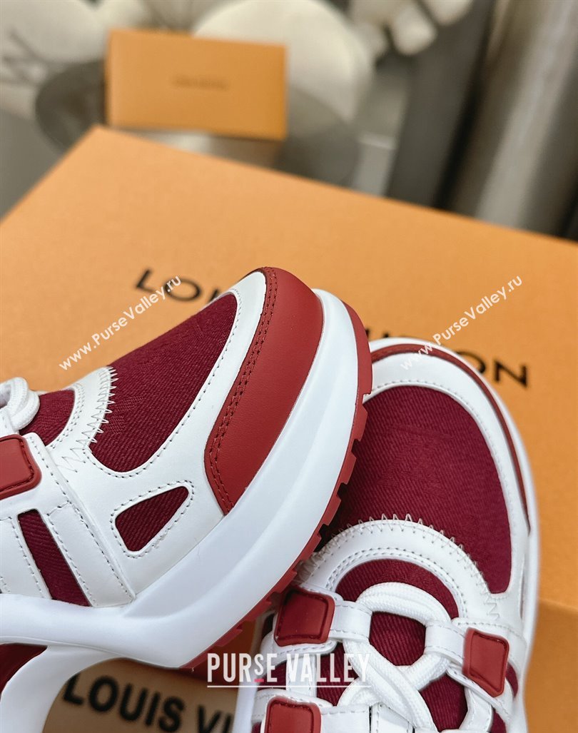 Louis Vuitton Archlight Sneakers in Leather and Monogram Canvas Burgundy 2024 0608 (MD-240608009)