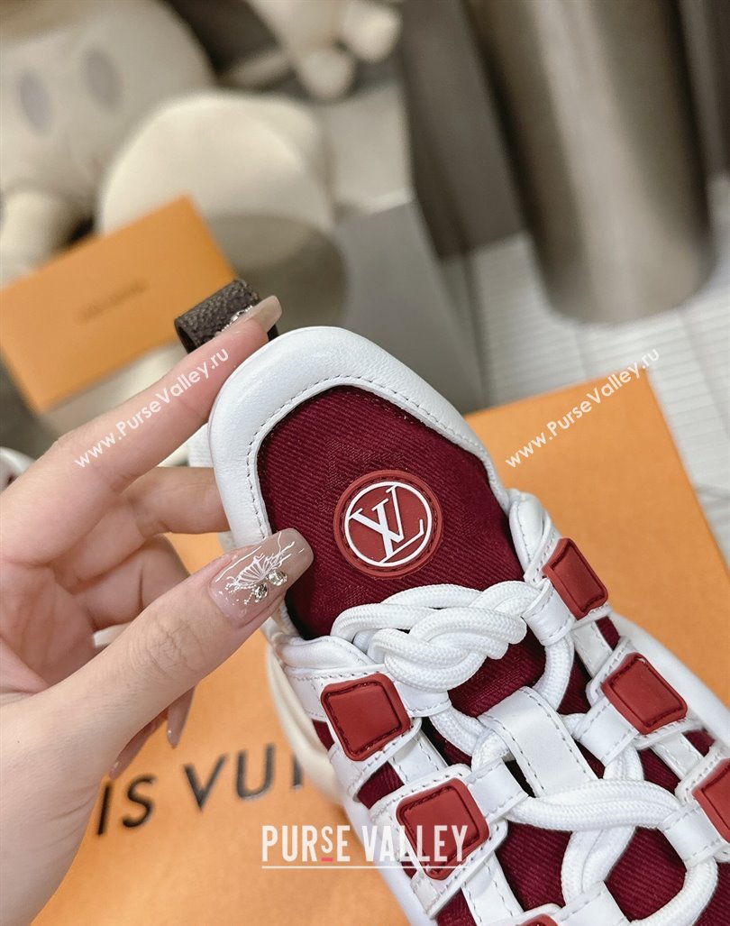 Louis Vuitton Archlight Sneakers in Leather and Monogram Canvas Burgundy 2024 0608 (MD-240608009)