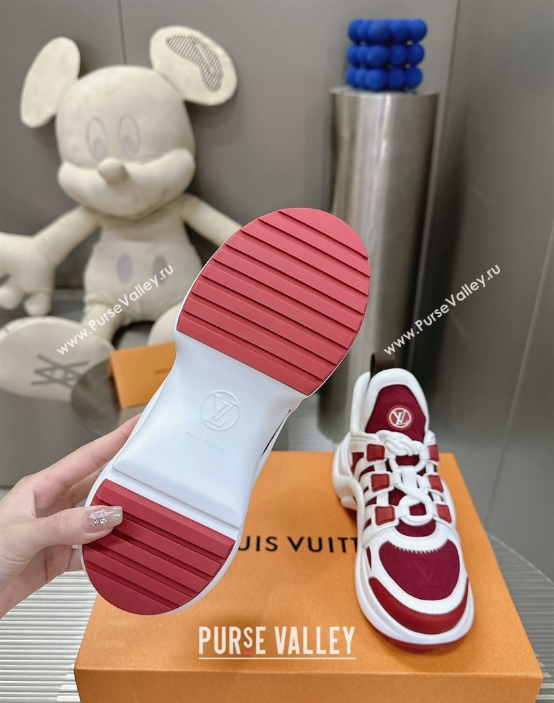 Louis Vuitton Archlight Sneakers in Leather and Monogram Canvas Burgundy 2024 0608 (MD-240608009)