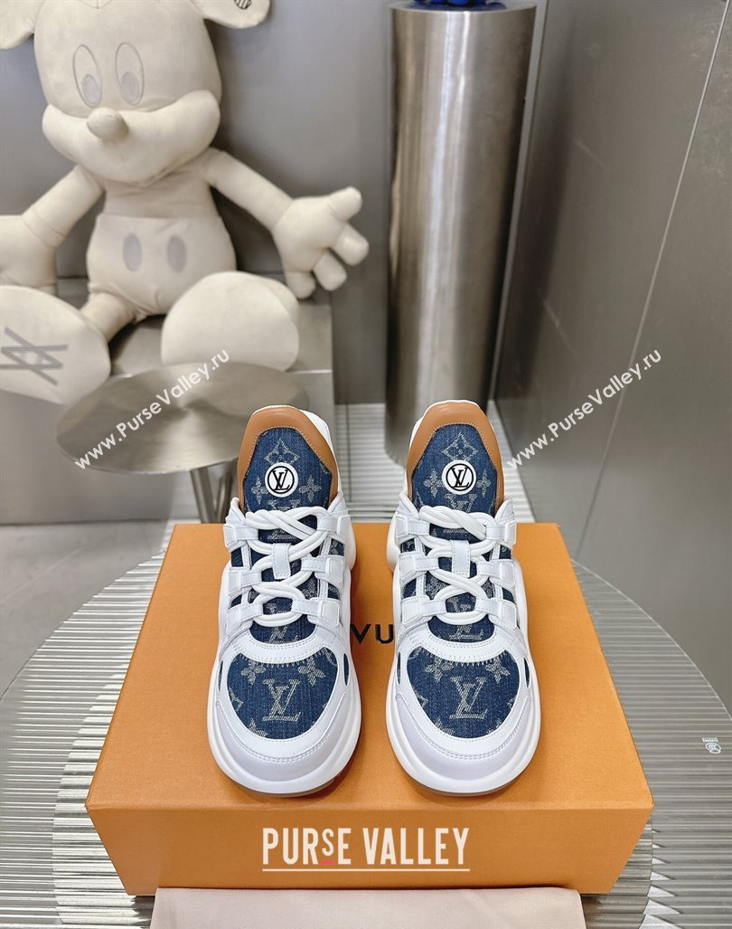 Louis Vuitton Archlight Sneakers in Leather and Monogram Denim Dark Blue 2024 0608 (MD-240608013)