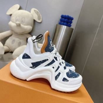Louis Vuitton Archlight Sneakers in Leather and Monogram Denim Dark Blue 2024 0608 (MD-240608013)