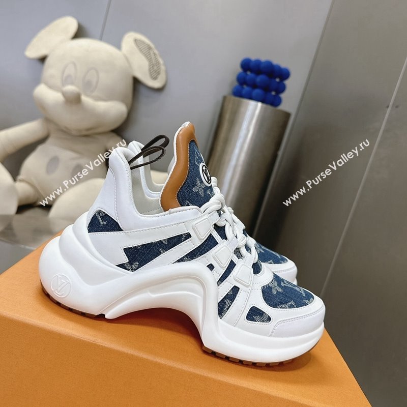 Louis Vuitton Archlight Sneakers in Leather and Monogram Denim Dark Blue 2024 0608 (MD-240608013)