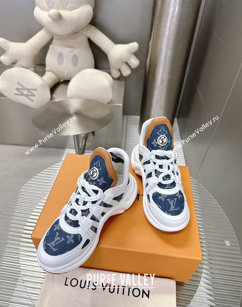 Louis Vuitton Archlight Sneakers in Leather and Monogram Denim Dark Blue 2024 0608 (MD-240608013)