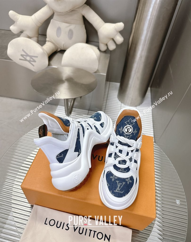 Louis Vuitton Archlight Sneakers in Leather and Monogram Denim Dark Blue 2024 0608 (MD-240608013)