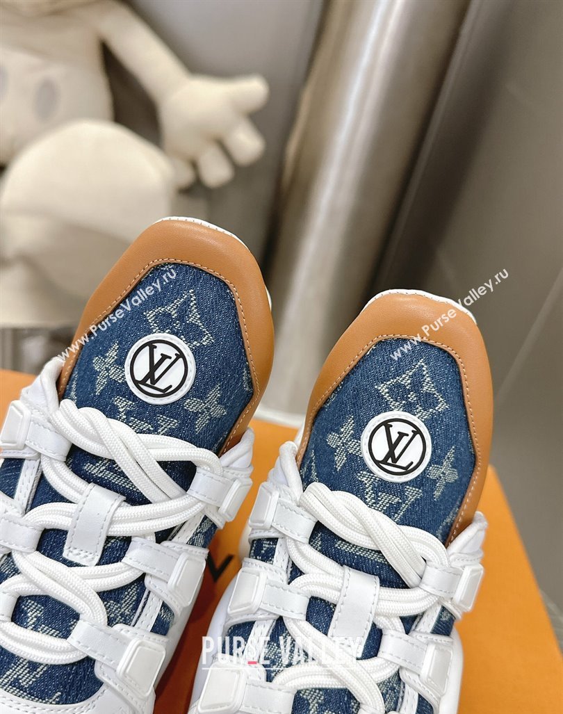 Louis Vuitton Archlight Sneakers in Leather and Monogram Denim Dark Blue 2024 0608 (MD-240608013)