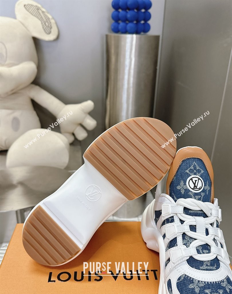 Louis Vuitton Archlight Sneakers in Leather and Monogram Denim Dark Blue 2024 0608 (MD-240608013)