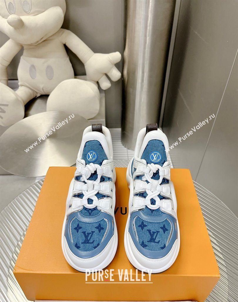 Louis Vuitton Archlight Sneakers in Leather and Monogram Denim Light Blue 2024 0608 (MD-240608014)