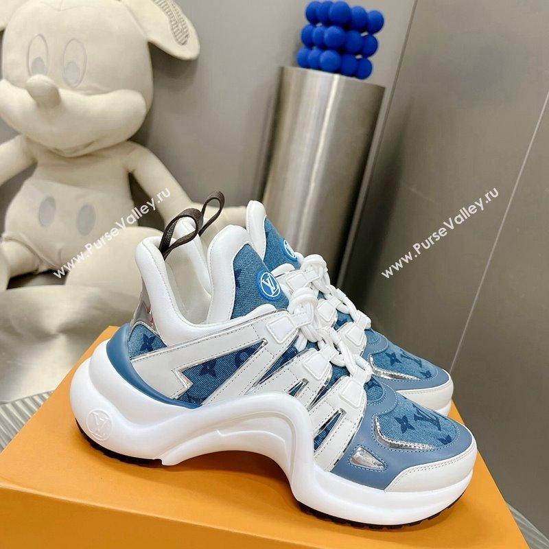 Louis Vuitton Archlight Sneakers in Leather and Monogram Denim Light Blue 2024 0608 (MD-240608014)