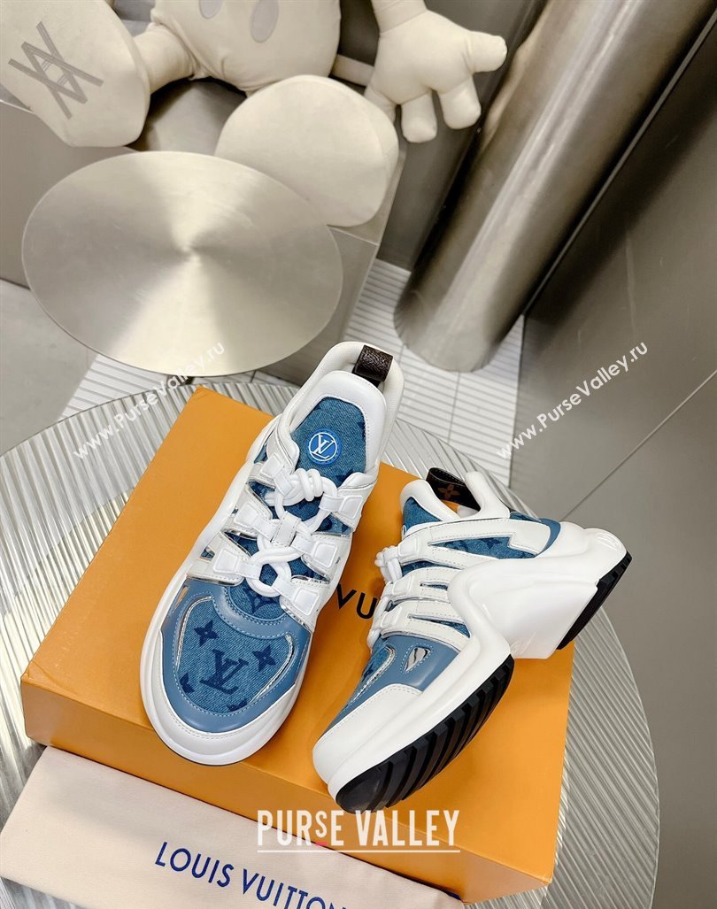 Louis Vuitton Archlight Sneakers in Leather and Monogram Denim Light Blue 2024 0608 (MD-240608014)