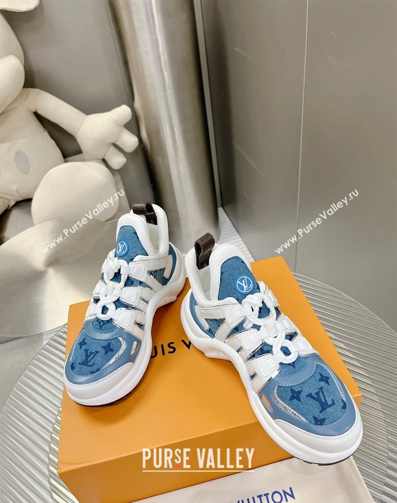 Louis Vuitton Archlight Sneakers in Leather and Monogram Denim Light Blue 2024 0608 (MD-240608014)