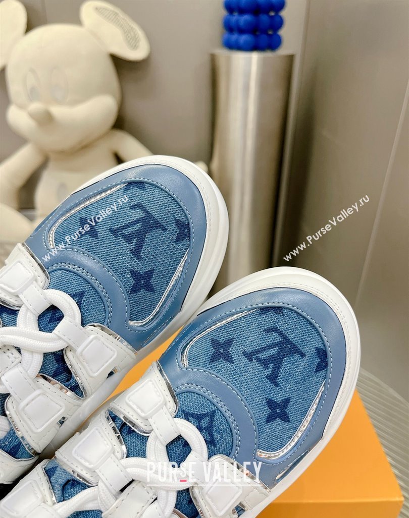 Louis Vuitton Archlight Sneakers in Leather and Monogram Denim Light Blue 2024 0608 (MD-240608014)