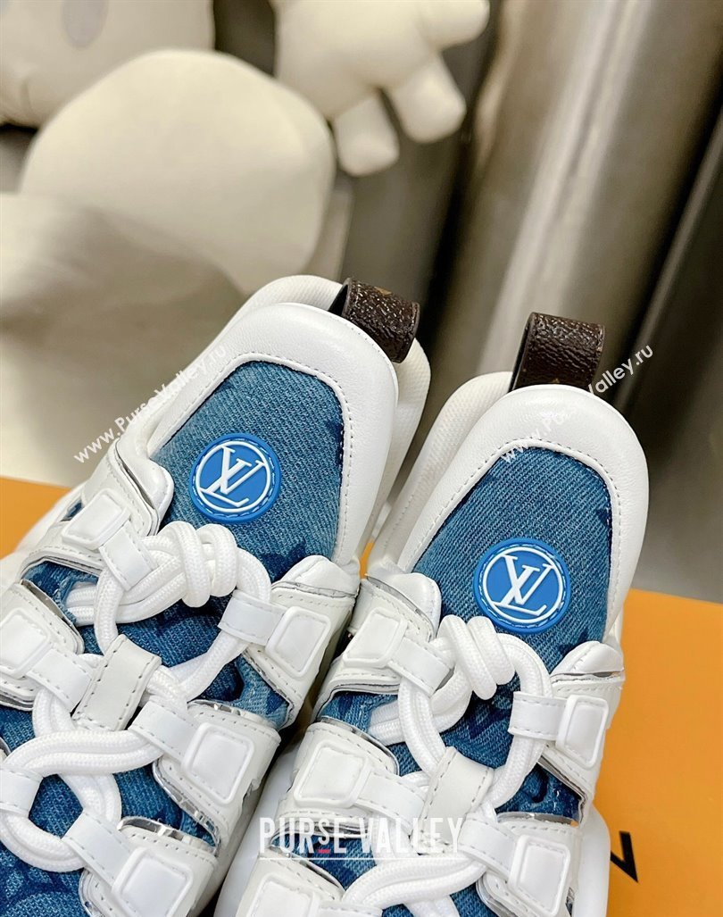 Louis Vuitton Archlight Sneakers in Leather and Monogram Denim Light Blue 2024 0608 (MD-240608014)