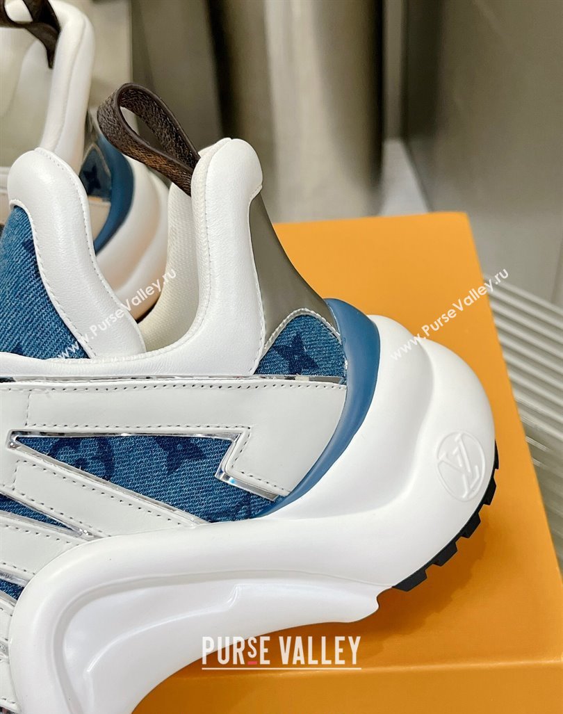 Louis Vuitton Archlight Sneakers in Leather and Monogram Denim Light Blue 2024 0608 (MD-240608014)