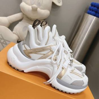 Louis Vuitton Archlight Sneakers in Leather and Mesh White/Gold 2024 0608 (MD-240608023)