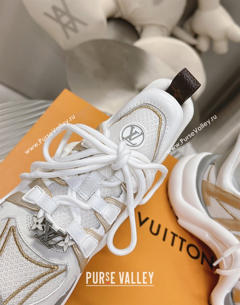 Louis Vuitton Archlight Sneakers in Leather and Mesh White/Gold 2024 0608 (MD-240608023)