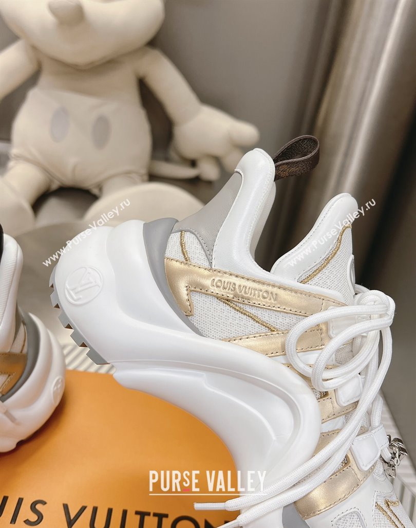 Louis Vuitton Archlight Sneakers in Leather and Mesh White/Gold 2024 0608 (MD-240608023)