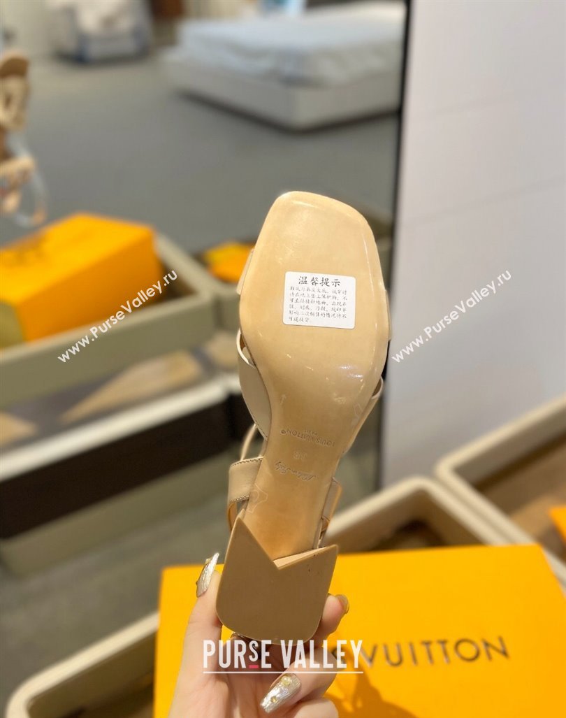 Louis Vuitton LV Isola Heel Sandals 5cm in Calf Leather Nude 2024 1ACIPS (MD-240606121)