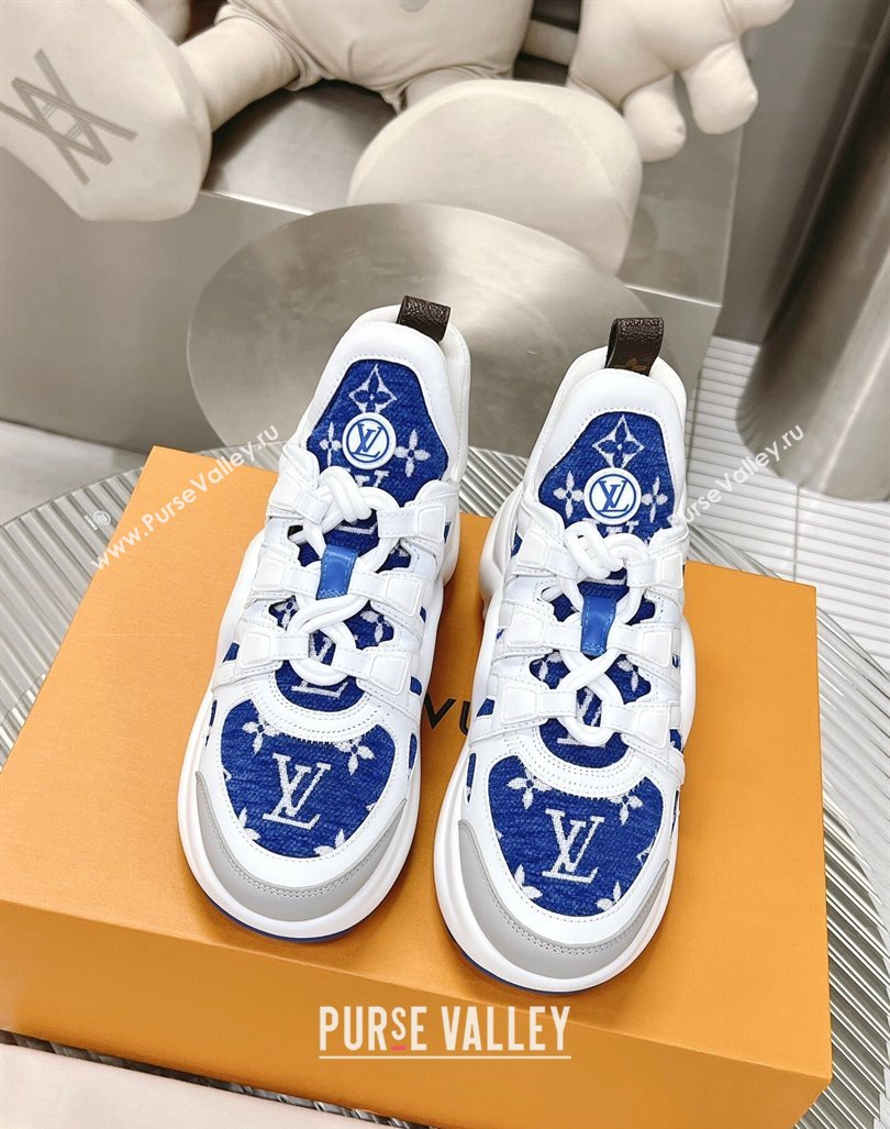 Louis Vuitton Archlight Sneakers in Leather and Monogram Fabric Blue 2024 (MD-240608025)