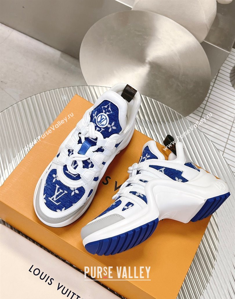 Louis Vuitton Archlight Sneakers in Leather and Monogram Fabric Blue 2024 (MD-240608025)