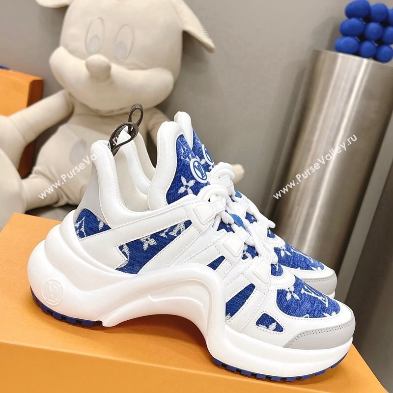 Louis Vuitton Archlight Sneakers in Leather and Monogram Fabric Blue 2024 (MD-240608025)