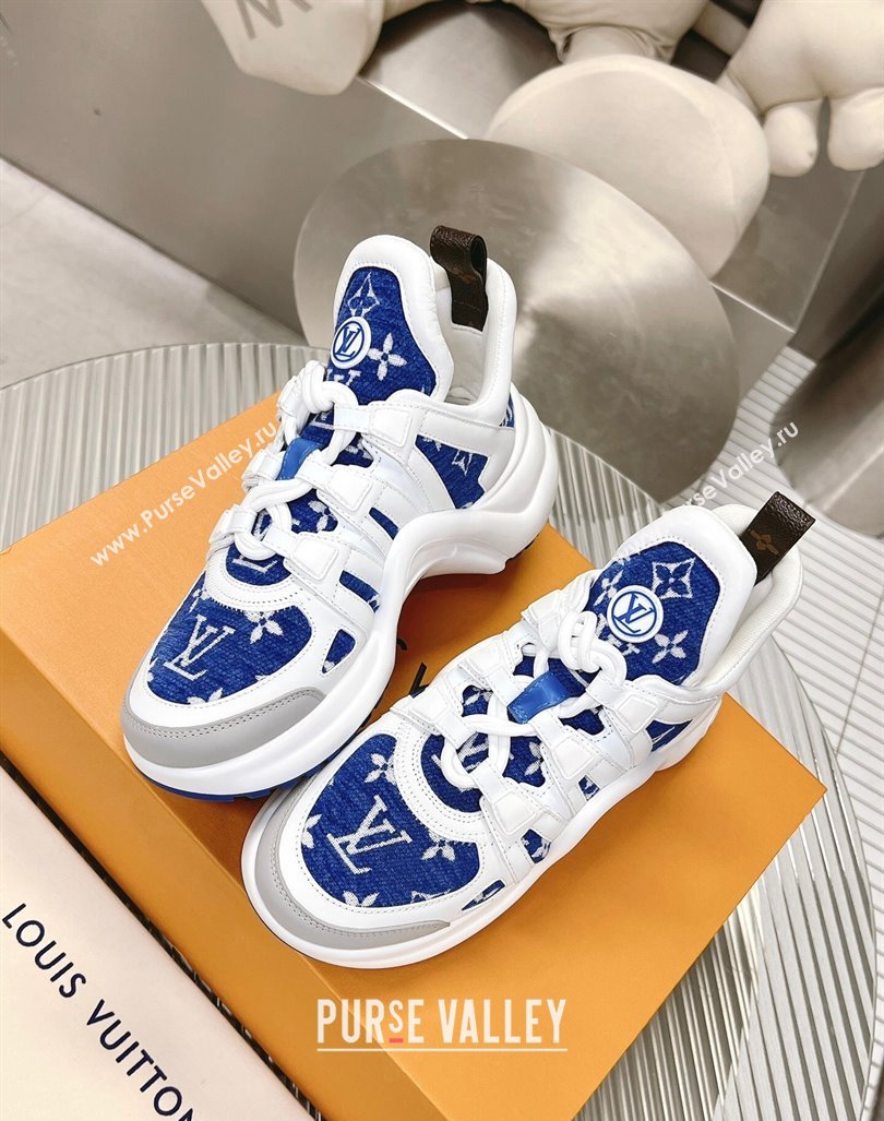 Louis Vuitton Archlight Sneakers in Leather and Monogram Fabric Blue 2024 (MD-240608025)