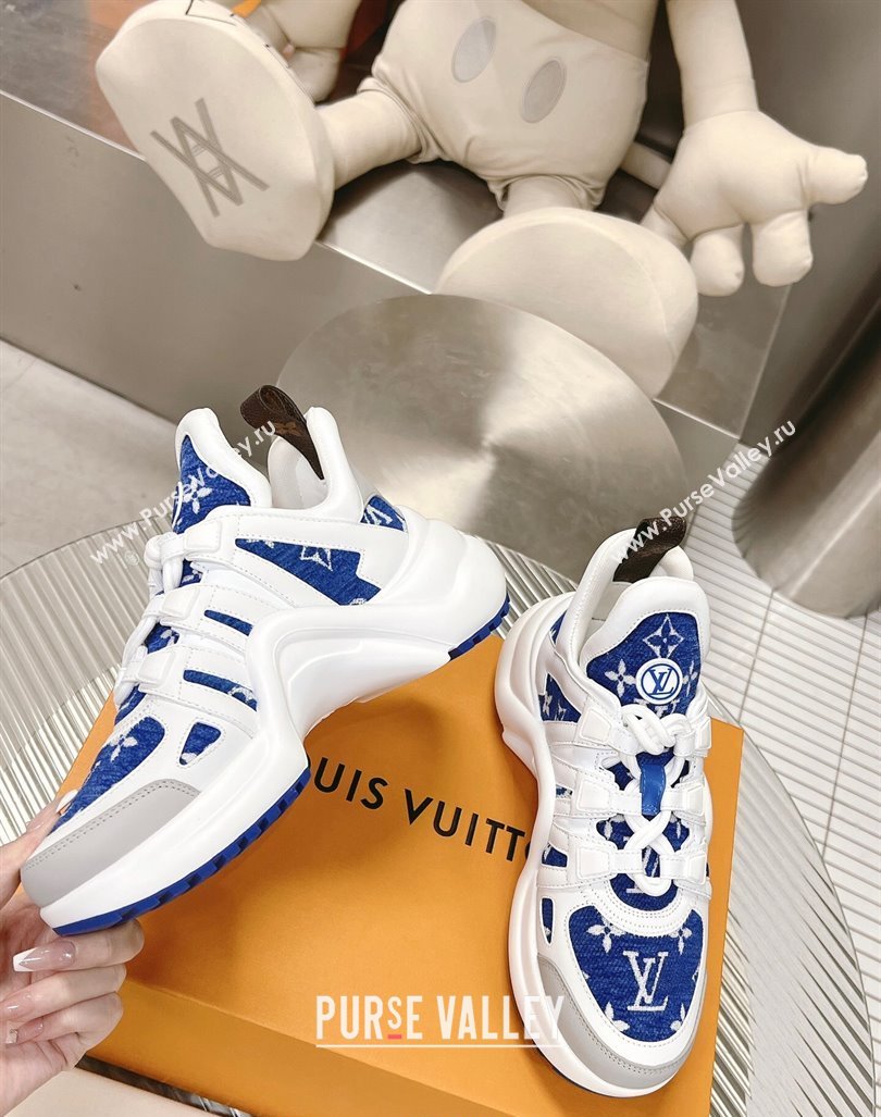 Louis Vuitton Archlight Sneakers in Leather and Monogram Fabric Blue 2024 (MD-240608025)