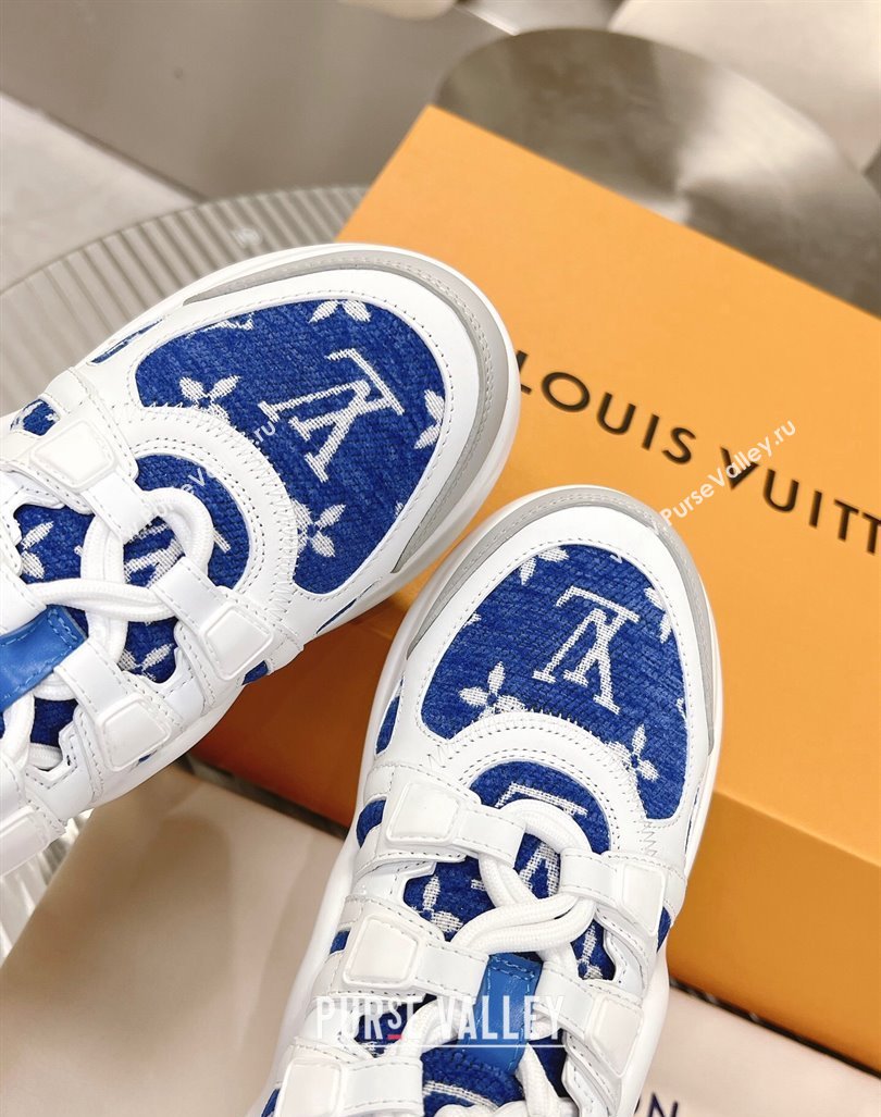 Louis Vuitton Archlight Sneakers in Leather and Monogram Fabric Blue 2024 (MD-240608025)