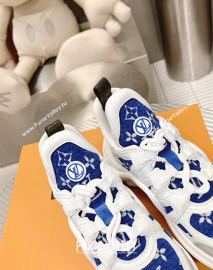 Louis Vuitton Archlight Sneakers in Leather and Monogram Fabric Blue 2024 (MD-240608025)