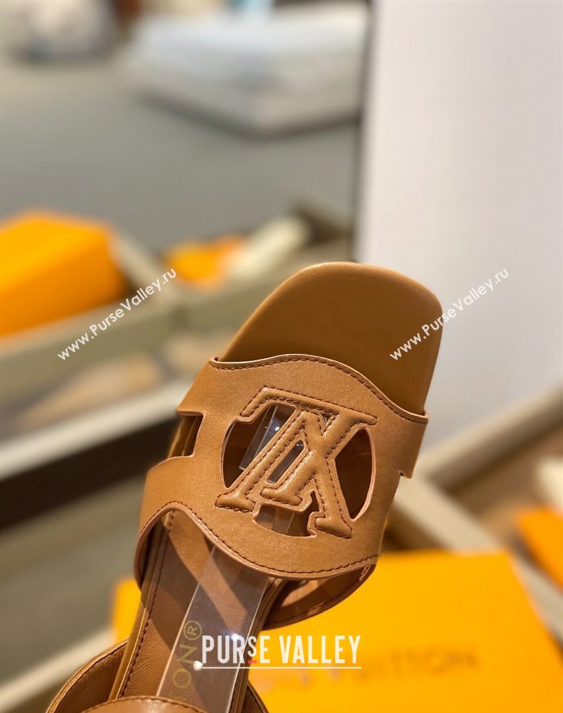 Louis Vuitton LV Isola Heel Sandals 5cm in Calf Leather Brown 2024 1ACIPS (MD-240606122)