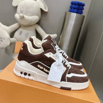 Louis Vuitton LV Trainer Sneakers in Monogram Suede Brown 2024 0608 (MD-240608032)
