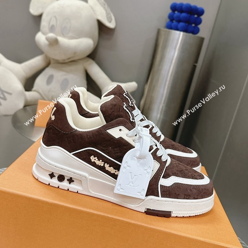 Louis Vuitton LV Trainer Sneakers in Monogram Suede Brown 2024 0608 (MD-240608032)