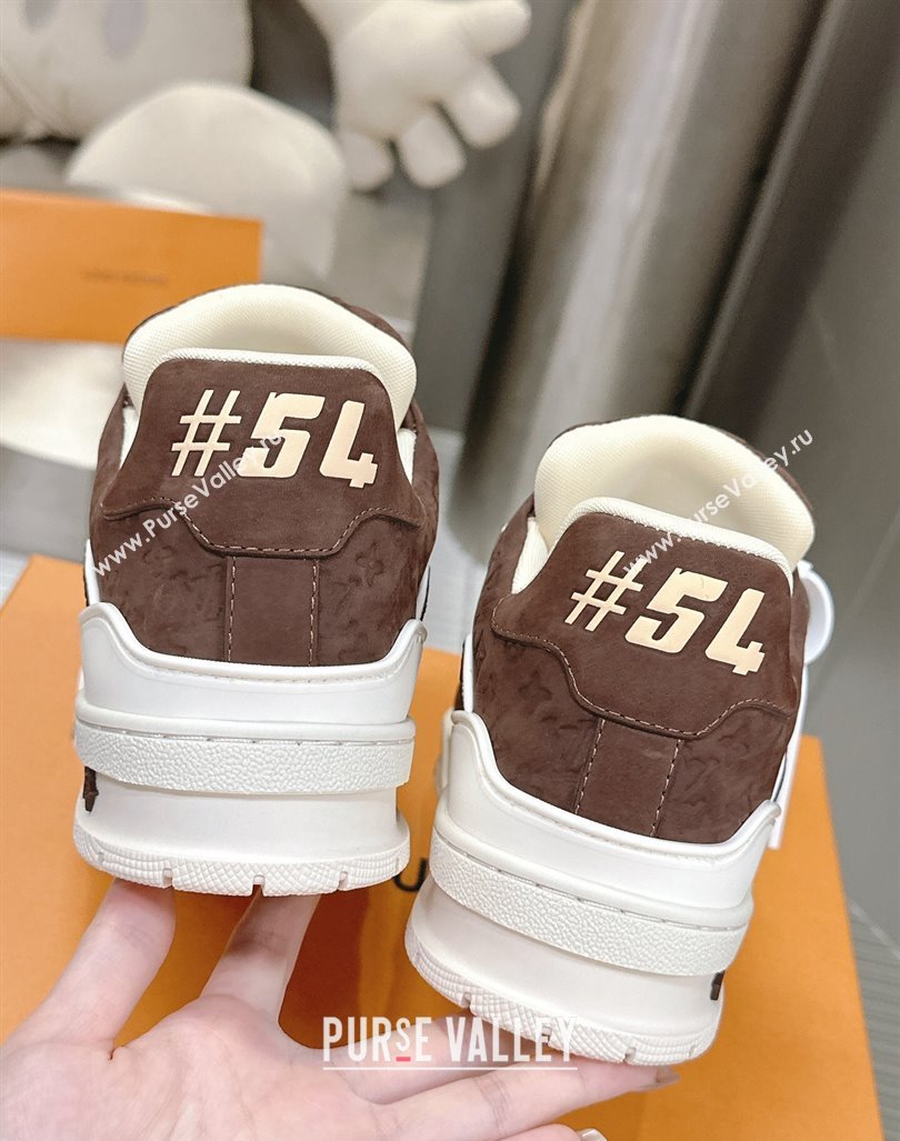 Louis Vuitton LV Trainer Sneakers in Monogram Suede Brown 2024 0608 (MD-240608032)