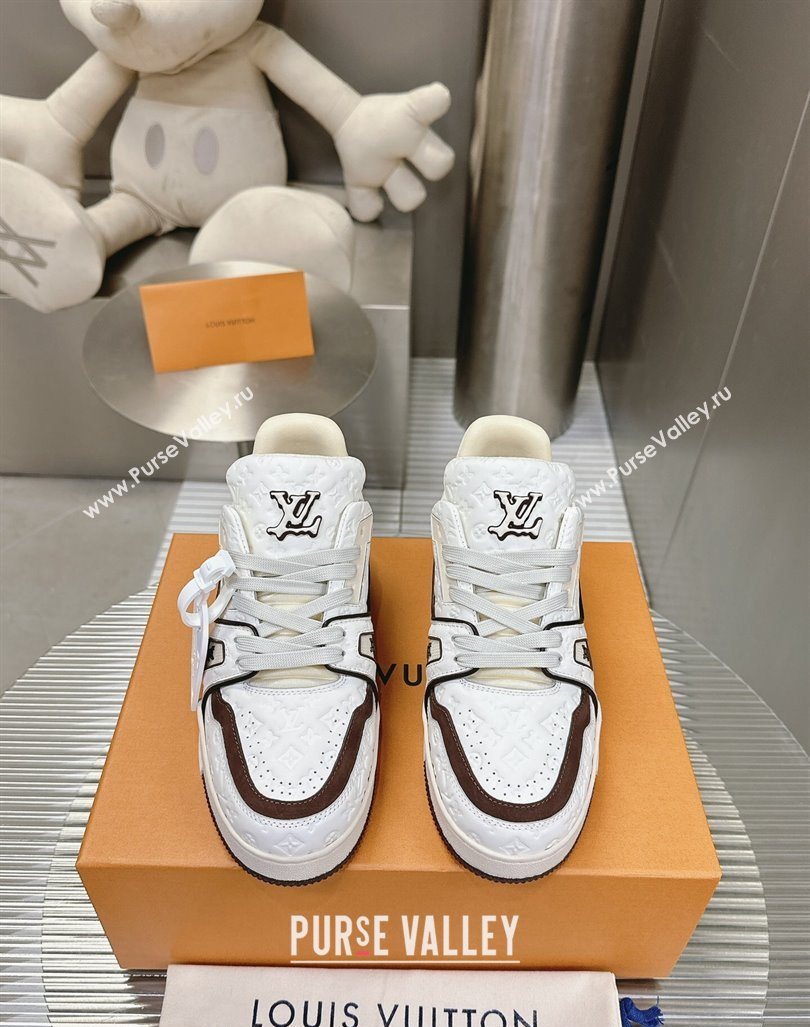 Louis Vuitton LV Trainer Sneakers in Monogram Leather White/Brown 2024 0608 (MD-240608033)