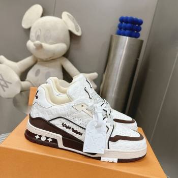 Louis Vuitton LV Trainer Sneakers in Monogram Leather White/Brown 2024 0608 (MD-240608033)