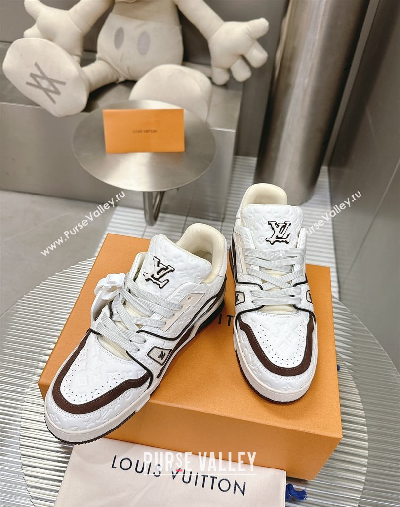 Louis Vuitton LV Trainer Sneakers in Monogram Leather White/Brown 2024 0608 (MD-240608033)