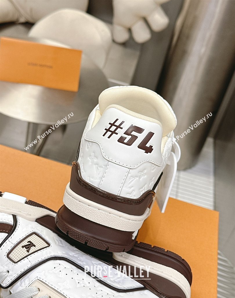 Louis Vuitton LV Trainer Sneakers in Monogram Leather White/Brown 2024 0608 (MD-240608033)