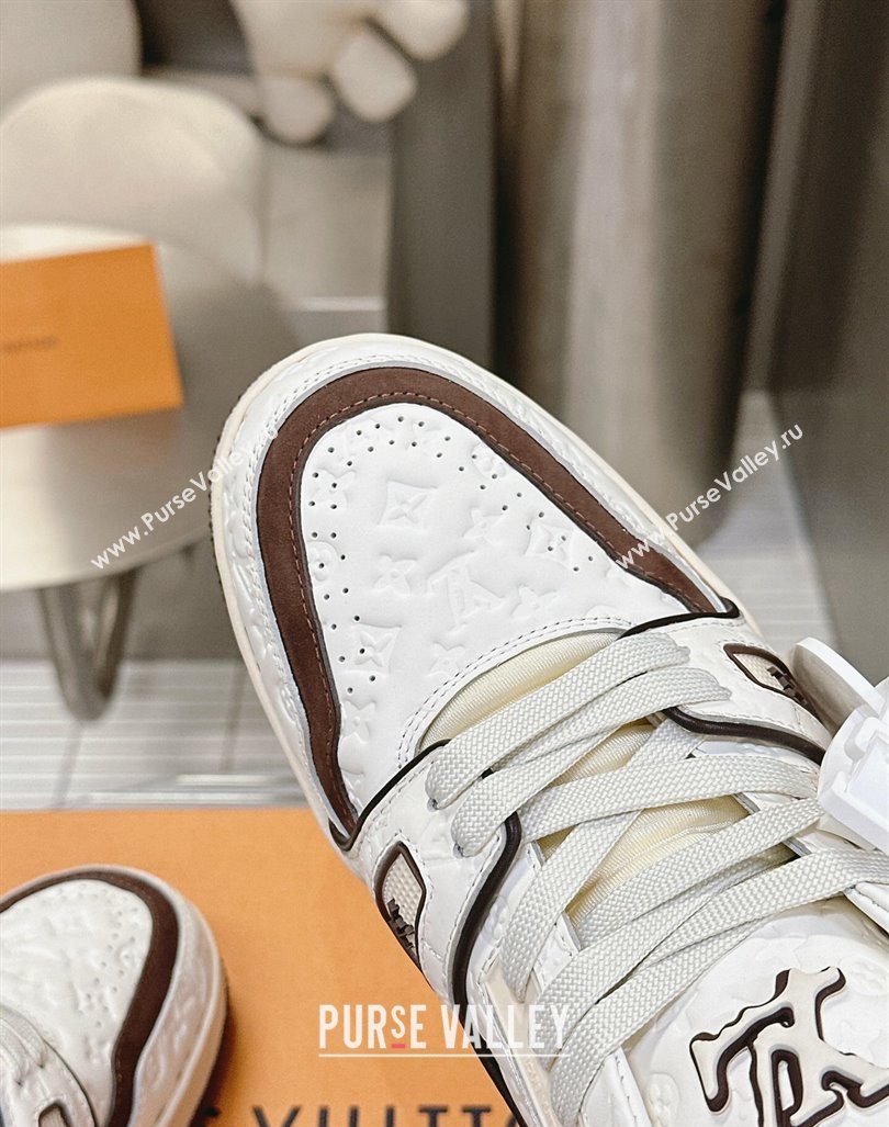 Louis Vuitton LV Trainer Sneakers in Monogram Leather White/Brown 2024 0608 (MD-240608033)